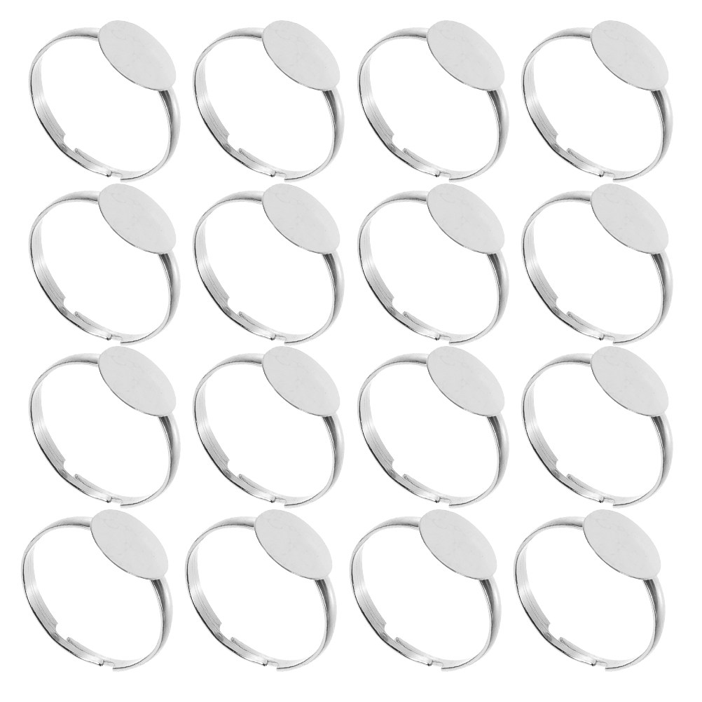 Jewelry Making Gemstones - 50Pcs Adjustable Ring Blanks Flat 10Mm