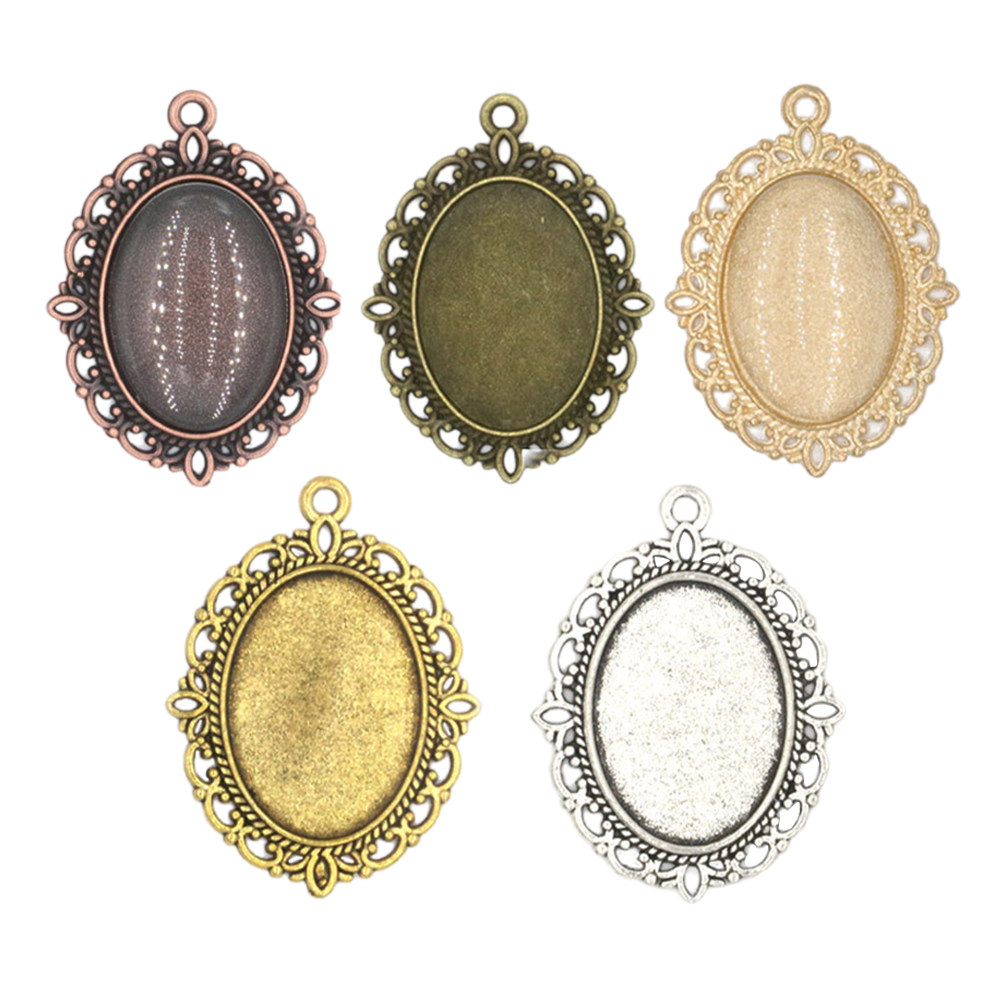 Jewelry Making Gemstones - 50Pcs Gemstone Pendant Vintage Oval Alloy