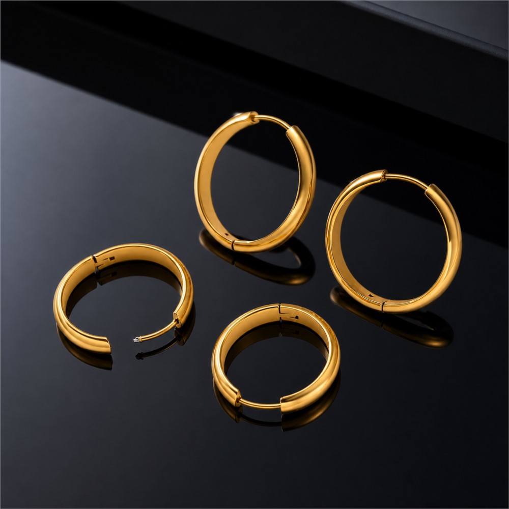 4Pcs Stainless Steel Round Hoo - Jewelry Making Hoops ulasan dan harga