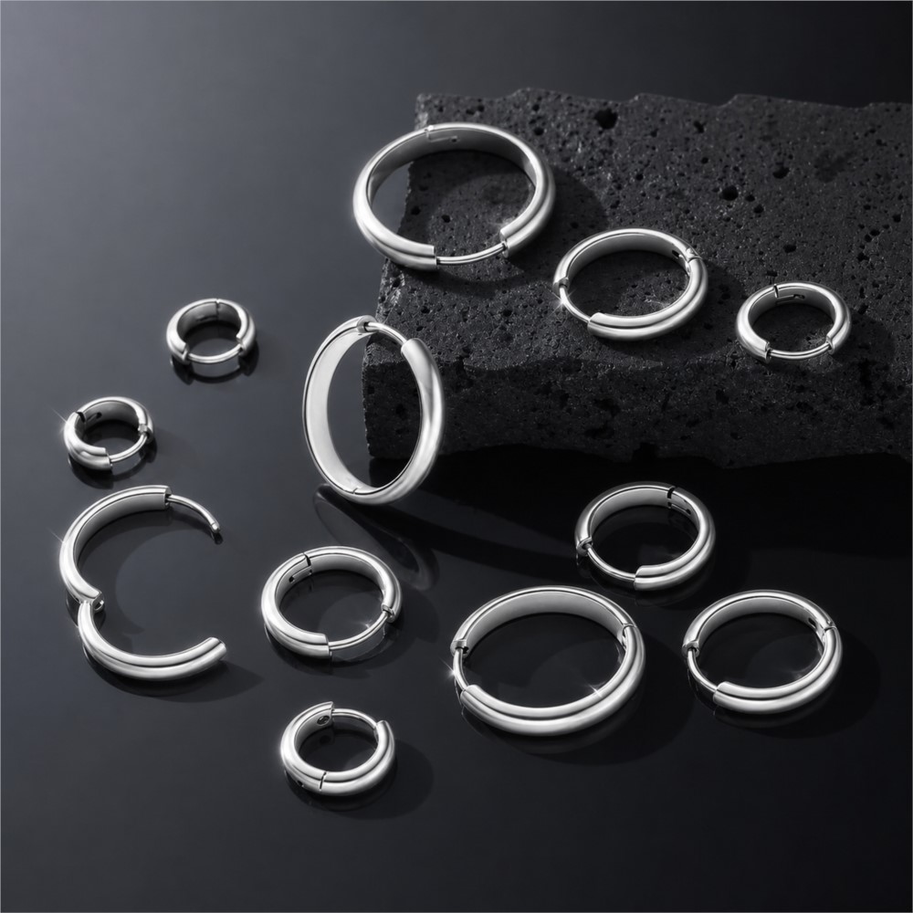 4Pcs Stainless Steel Round Hoo - Jewelry Making Hoops ulasan dan harga
