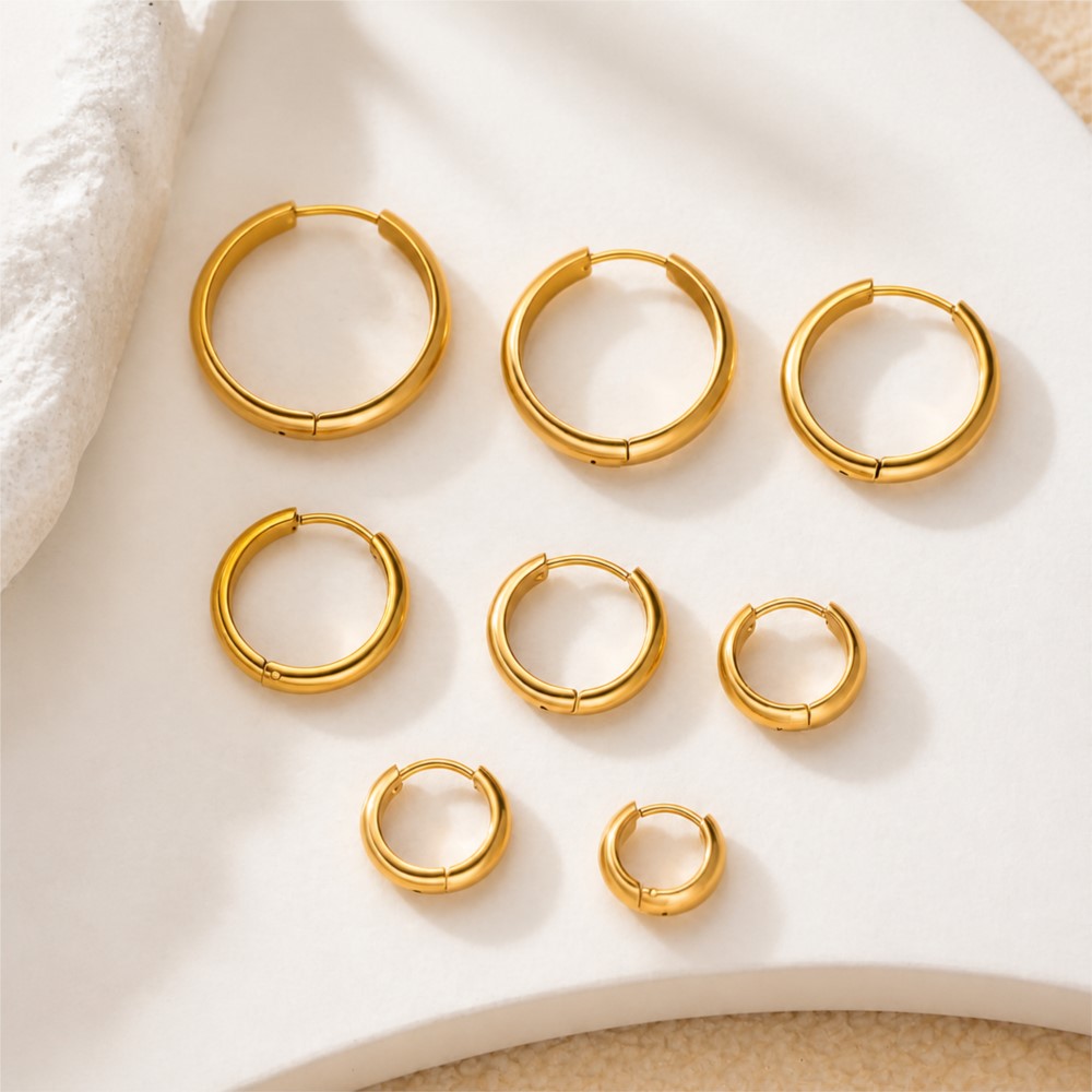 4Pcs Stainless Steel Round Hoo - Jewelry Making Hoops ulasan dan harga